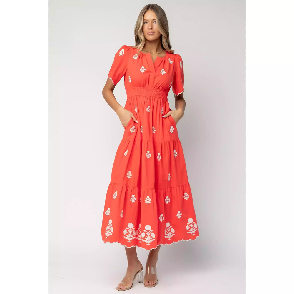 Baltic Born Delilah Embroidered Maxi Dress | Red Size XL